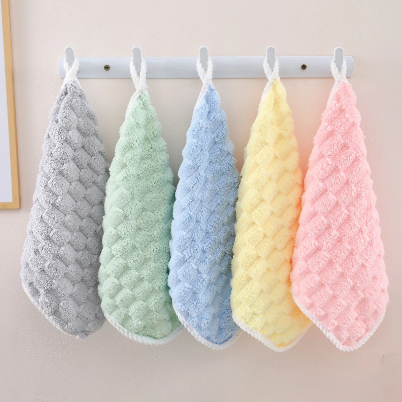 

1PC New Cloud Grid Threaded Edge Absorbent Face Towel for Household Kitchen and Bathroom Cleaning, Hand Towel