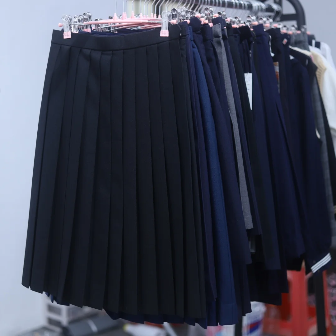 

Vintage Japanese School Uniform Skirt Premium Student Pleated Box Pleat Design Mid-Length A-Line Skirt Long Sleeve Autumn Wear