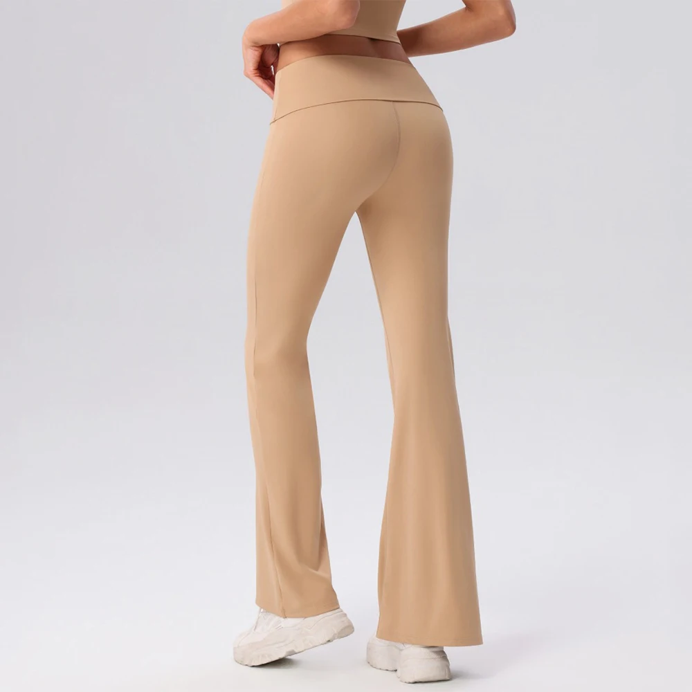 Women's High Waist Flared Yoga Pants Bell Bottom Fitness Trousers Workout Sports Pants Female Control Tummy Yoga Wide Leg Pants