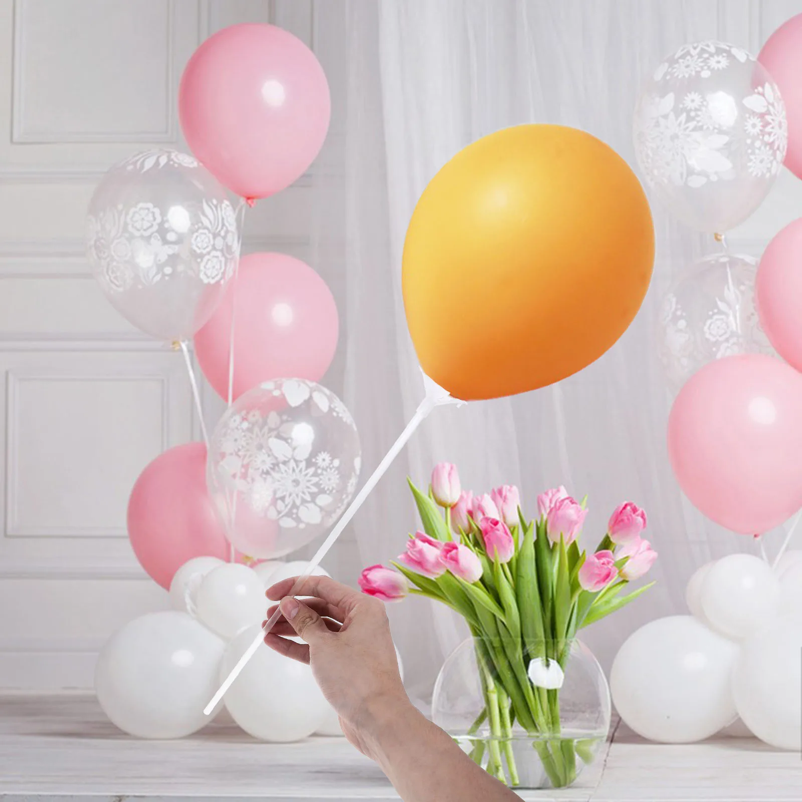 

100 Pcs Balloon Rod Stick for Balloons Party Supplies Sticks Stands Table Buttress Holders