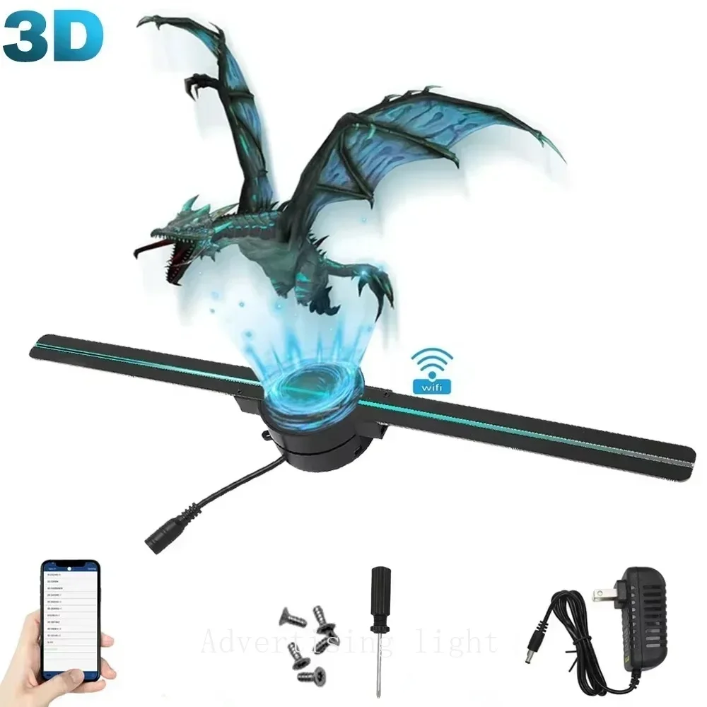 

3D голограммный вентилятор Wi-Fi 42 см 3D голографический проектор рекламный дисплей свет HD голографический проектор для магазинов бары вечерние Рождество