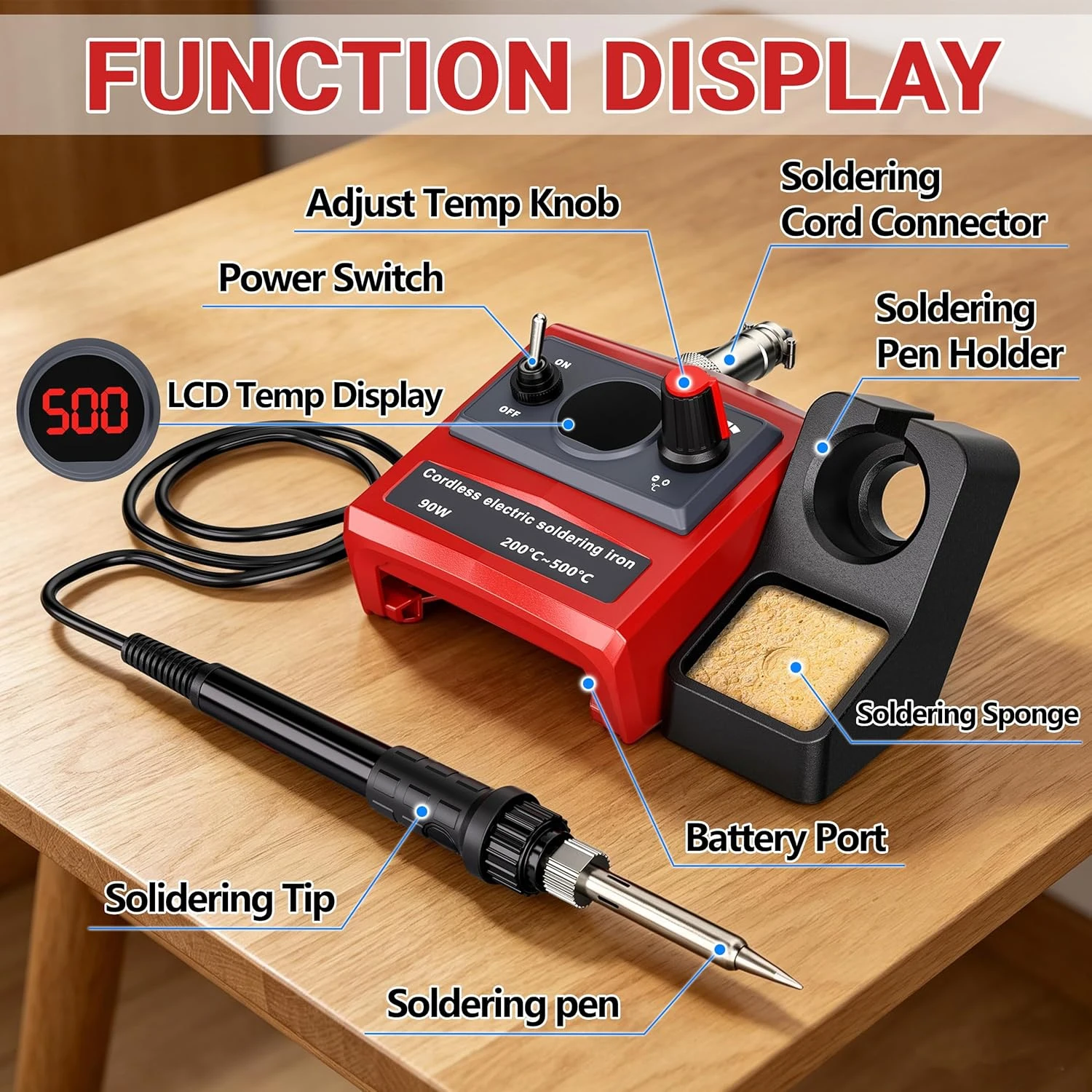 NEUER Kabelloser Lötkolben für Milwaukee 18V Akku, 90W Lötstation-Set mit 5 Spitzen, DIY-Lötset. (Nur Werkzeug) – Detail 3