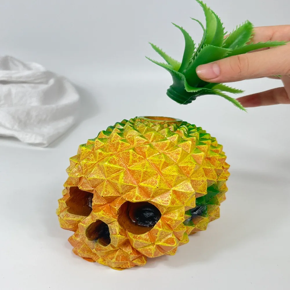 Creative Halloween Pineapple Skull Statue Handicrafts Resin Skull Head Design Figurine Home Decor Part Halloween Ornaments