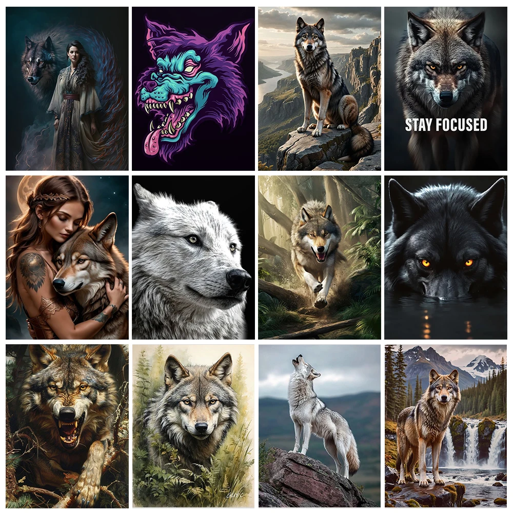 

Wild Wolf DIY Diamond Painting Fierce Wolf 5D Diamond Embroidery Rhinestone Cross Stitch Handmade Home Decor