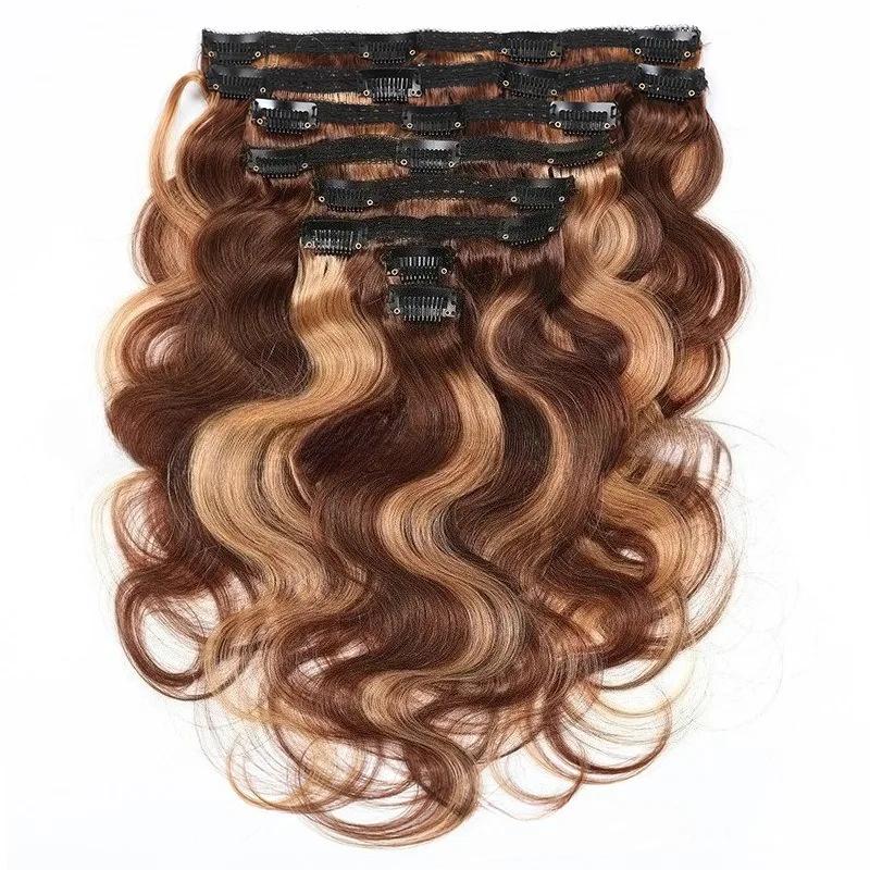 클립인 헤어 유럽 및 미국산 인모 가발 클립 헤어 8종 세트 고품질 편안한 다양한 색상 선택 가능