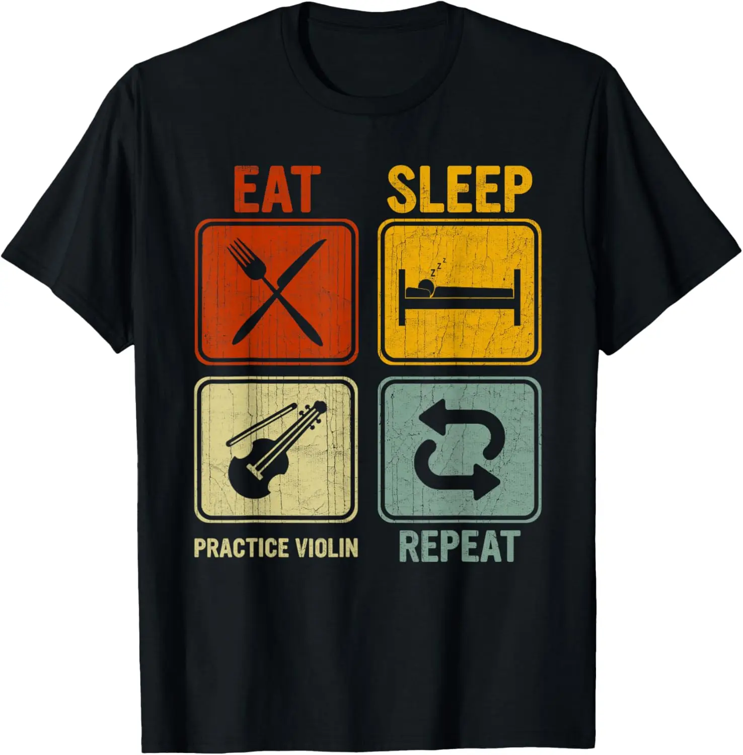 

Футболка с повторением скрипки в стиле ретро для любителей скрипки Eat Sleep Practice