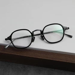 Japanese Brand Design Ultralight Glasses Frame Men Vintage Titanium Acetate Eyeglasses Women Retro Square Eyewear Spectacles