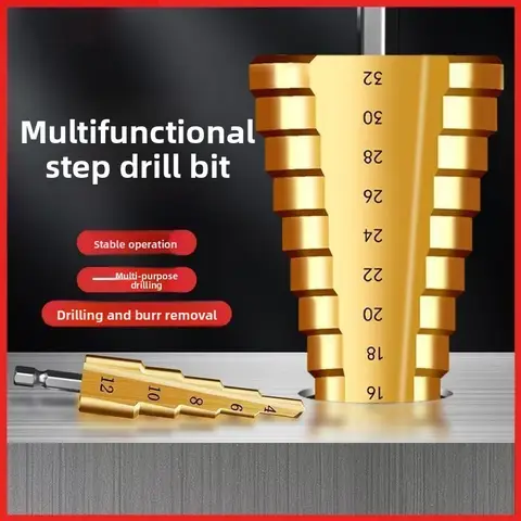 एचएसएस स्टेप ड्रिल बिट 4-12 मिमी 4-20 मिमी 4-32 मिमी हेक्स टाइटेनियम कोन होल कटर मल्टीफ़ंक्शन रीमर प्लेट आयरन एल्युमीनियम प्लेट ड्रिलिंग मशीन 6 best sales छेद काटने वाला - №3