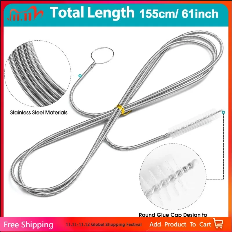 Multipropose Long Drain Brush Flexible Feeding Tube Brush Slim Cleaning Brush Hose Pipe Brush Clean Drain Outlet Dredging Tool
