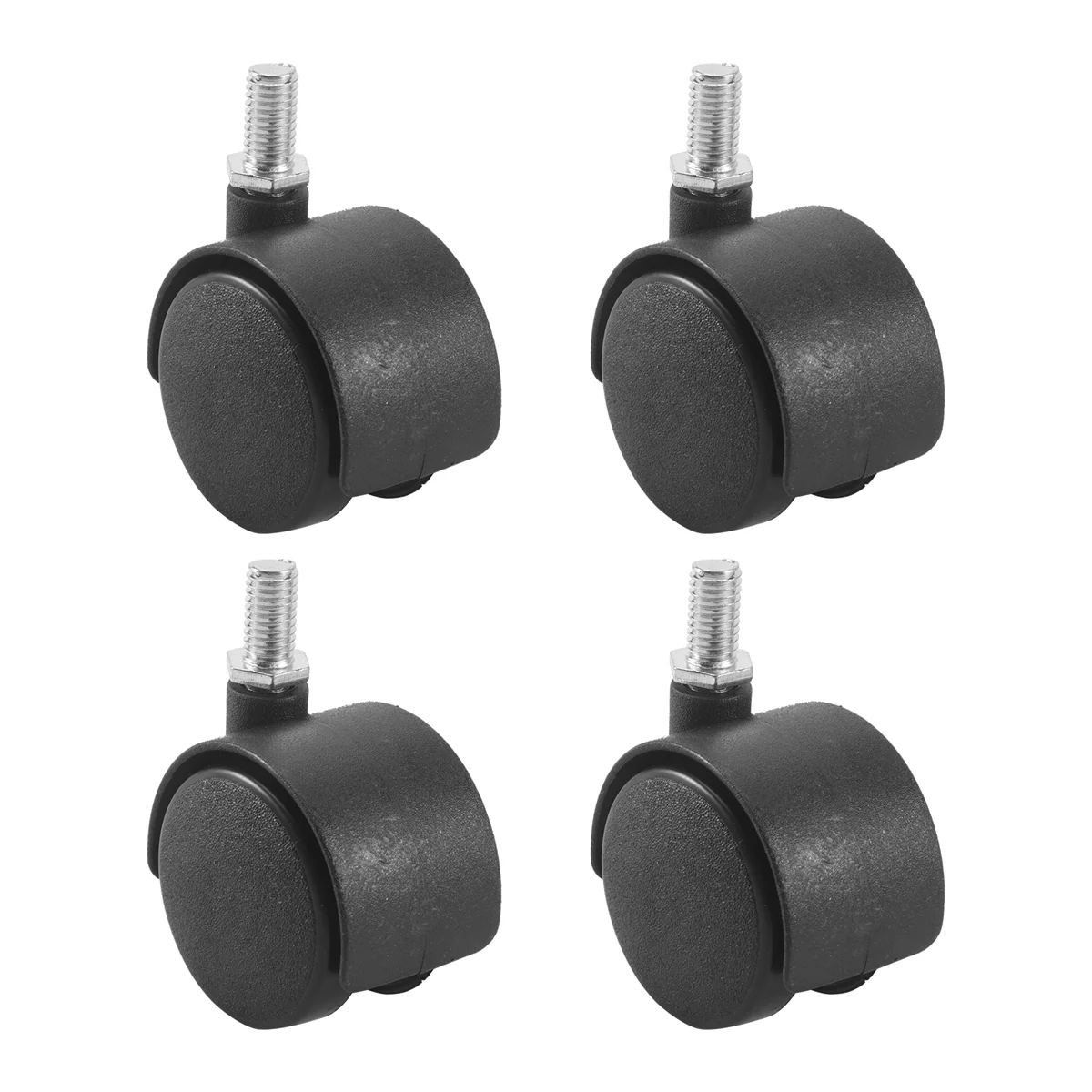 On sale Plastic Swivel Caster 8mm Screw Stem 1.5-inch Dia Wheel 4 Pcs Black