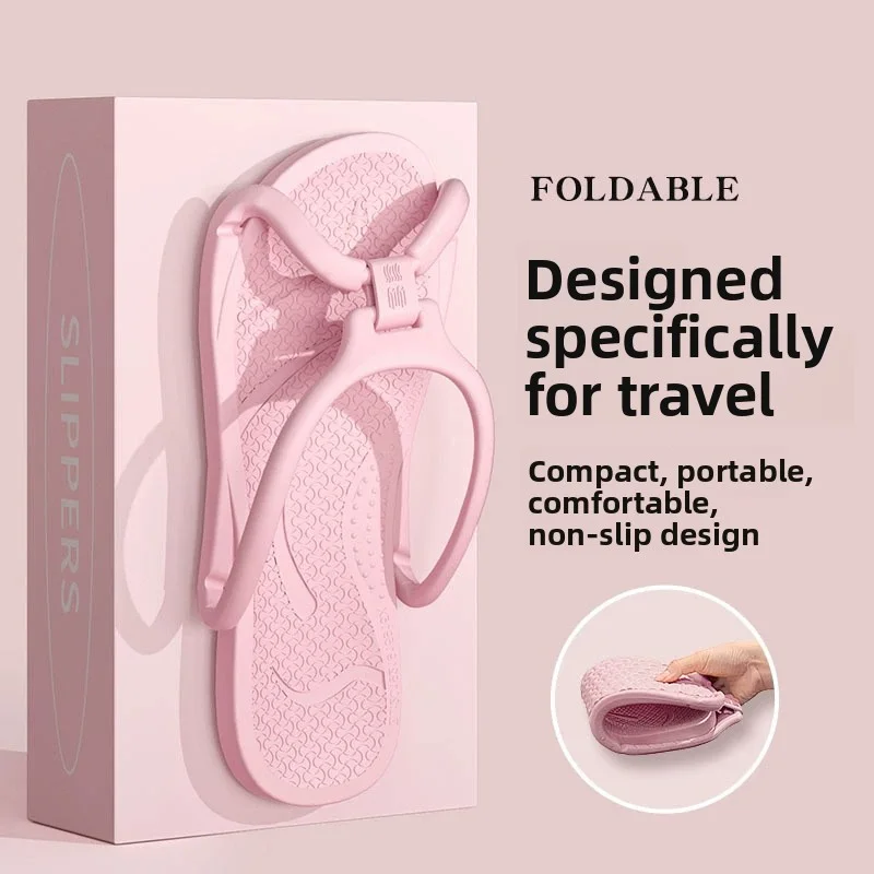Faltbare Reise-Hausschuhe, Unisex, EVA-Flip-Flops, Hotel, rutschfest, für Badezimmer, drinnen und draußen, tragbar, leicht, bequem