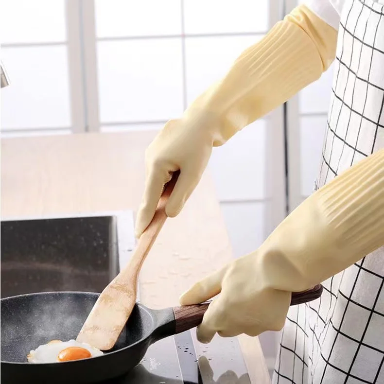 38/45/56cm Kitchen Gloves Dish Washing Waterproof Non-slip Long Sleeve Latex Cleaning Gloves Household Rubber Gloves Accessories