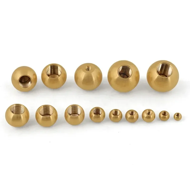 M3/M4/M5/M6/M10/M12 Brass Ball Thread Half Hole Metric H62 Drilling Copper Balls Nut Perforated Round Metal Ball Head with Hole