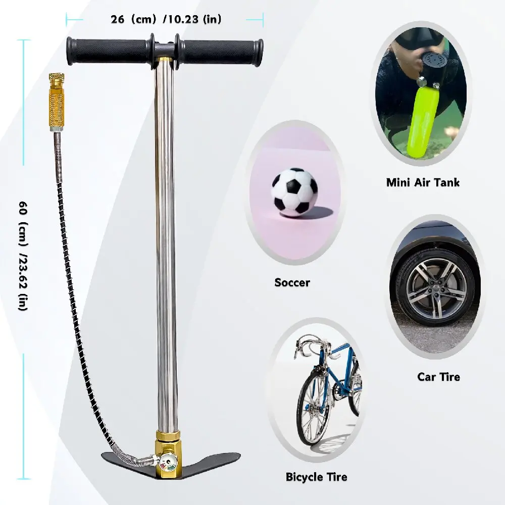 NUOGE 3-Stage 30mpa 4500Psi PCP Hand Pump High Pressure Operated HPA Tank Hunting Car Bicycle