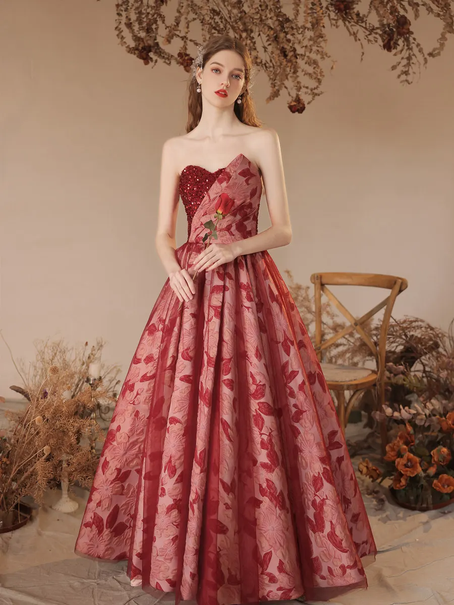 جديد وصول مساء اللباس بورجوندي الحفلة الراقصة قبالة الكتف الدانتيل متابعة فستان الحزب الخلفي