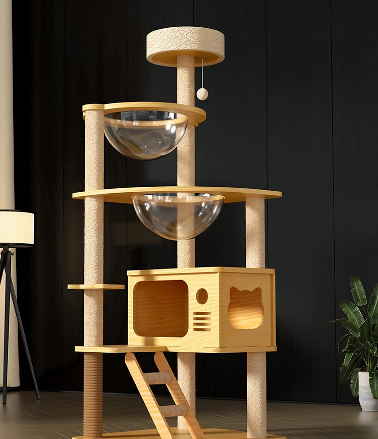 

Cat climbing frame, nest tree, solid wood space capsule, shelf, sisal toys, cat supplies