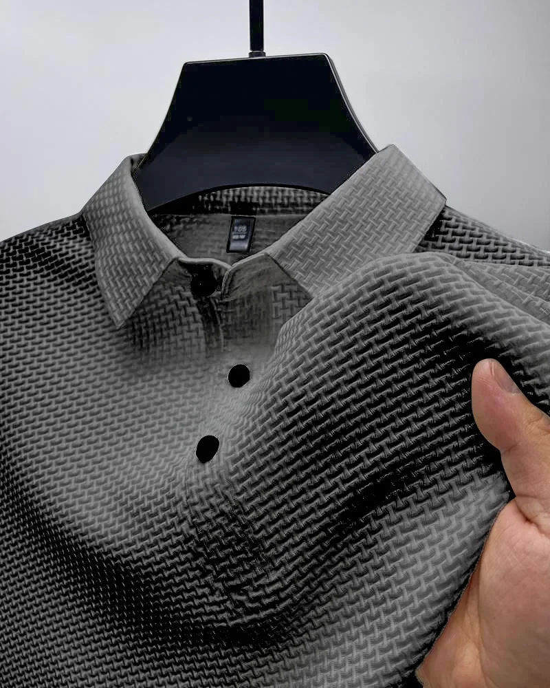 Men\'s Summer Sports Polo Shirt Fashionable Comfortable Ice Silk Casual Lapel Button Short Sleeve Top for Active Wear