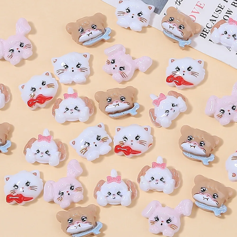 10pcs/lot Cute Cartoon Rabbit Nail Charms 3D Kawaii Expression rabbit Nail Art Decorations Manicure DIY Accessories Supplies