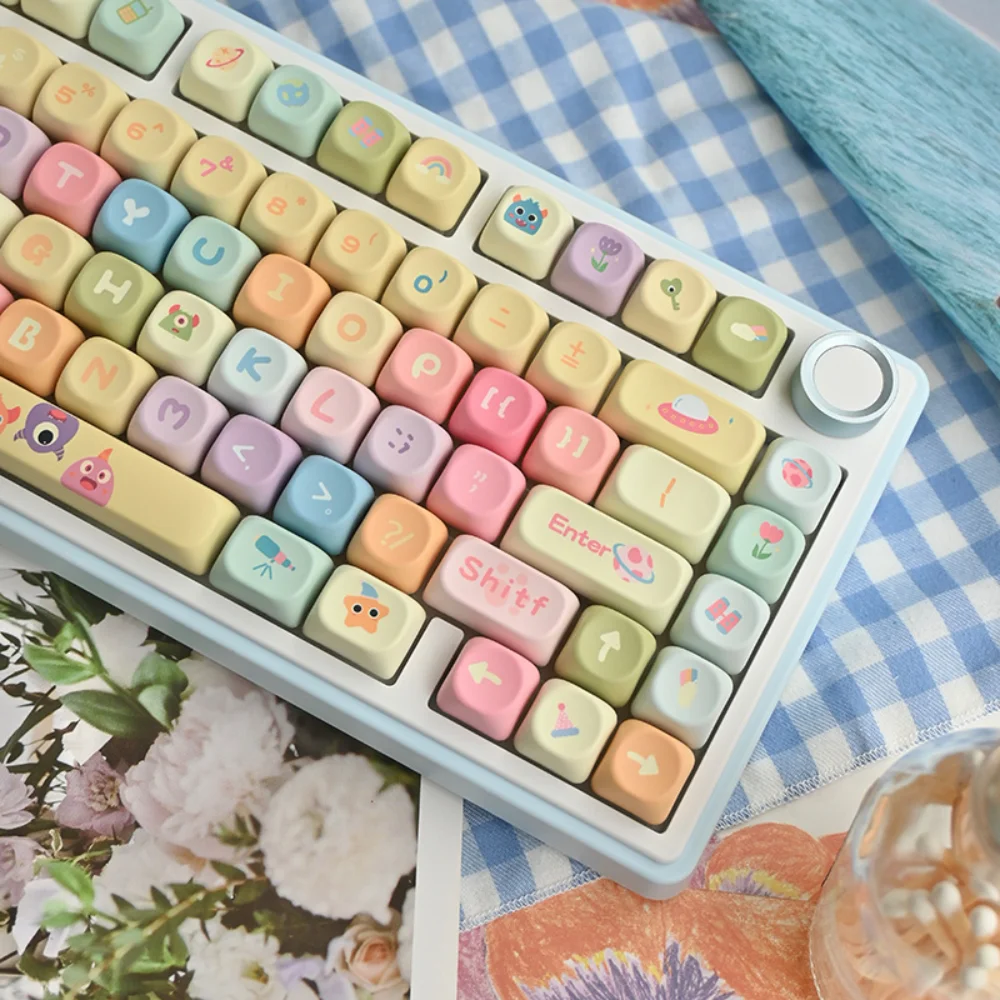 MOA Keycaps PBT 133 Keys Graffiti Monster Cute Candy for 60/64/84/98/108 Gaming Mechanical Keyboard MX Switch