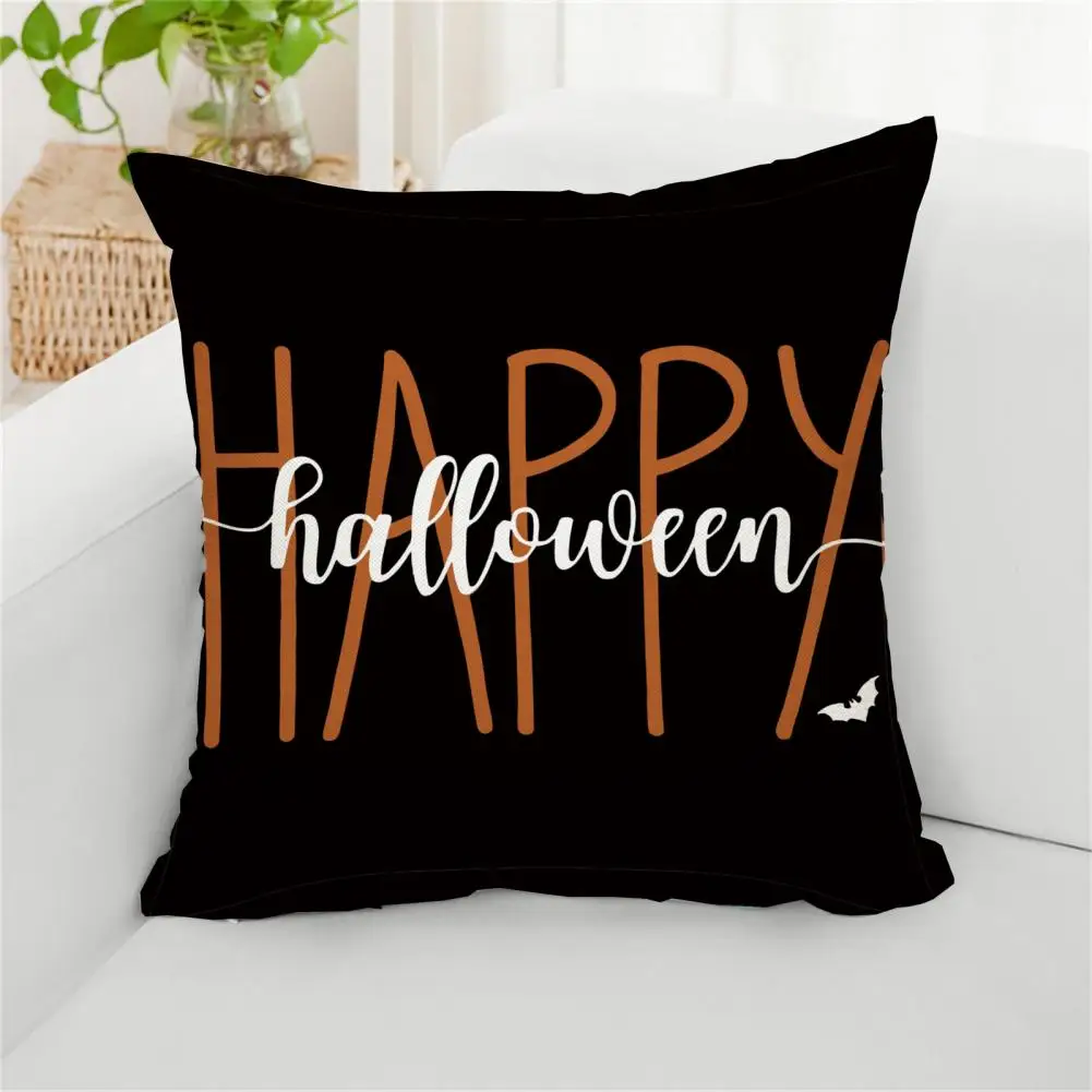 Sofa Cushion Super Soft Halloween Pumpkin Pillowcase Durable Square Pillow Cover for Bedroom Non-fading Wear Resistant