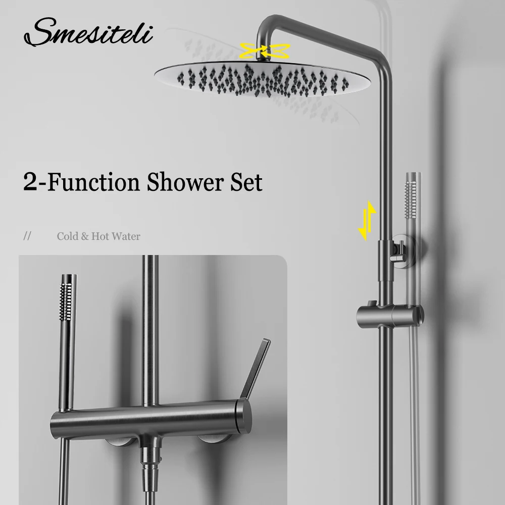 

Solid Brass Shower System Bathroom Shower Faucet Set with Shower Head Handheld Spray and Tub Spout Dual Handles Outdoor Shower