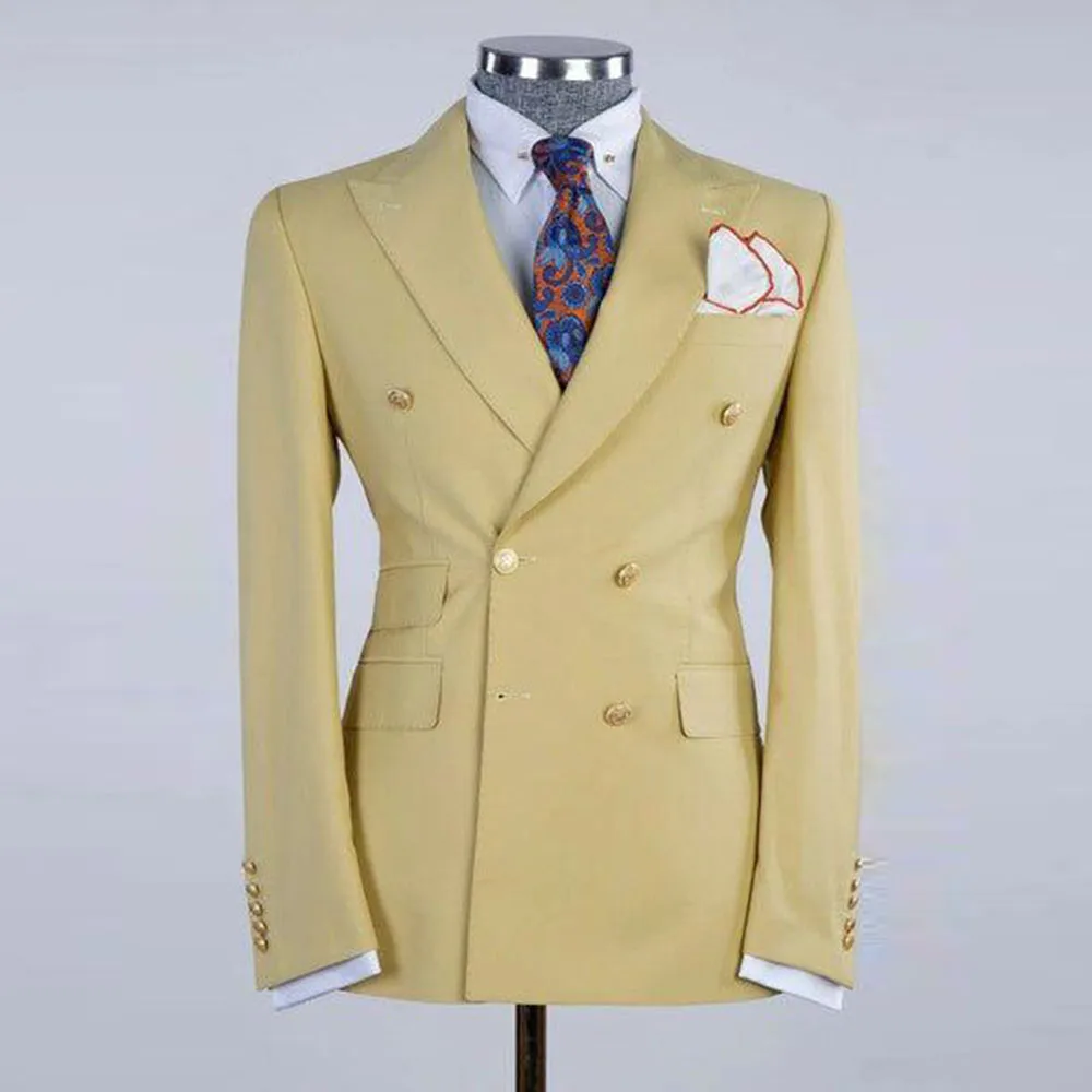 

Stylish Men Suits High Quality Banquet Celebrity Formal Occasion 2 Pieces Jacket Pant Peak Lapel Double Breasted Male Clothing