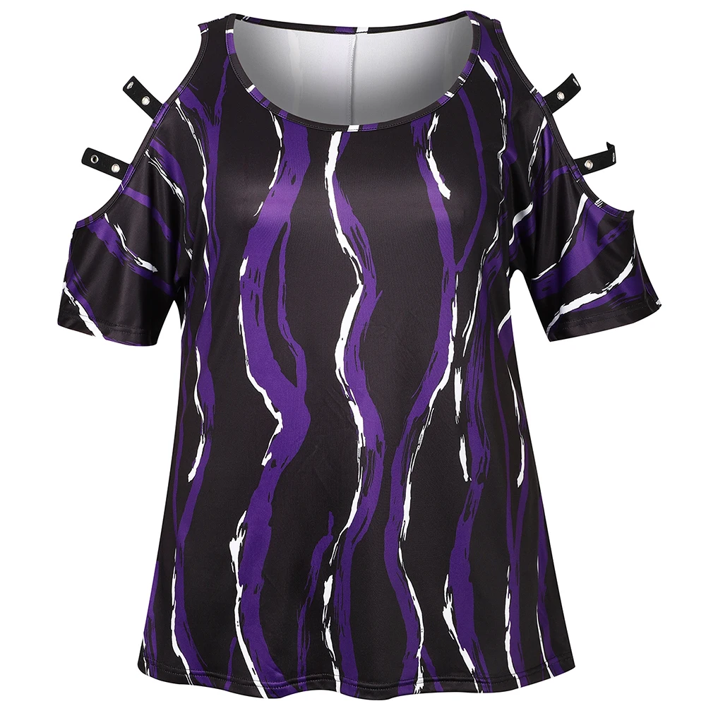 Womens Plus Size Casual Tops Hollow Out Short Sleeve Tee Shirts Oversized O Neck Female Elegant Print Blouse 5XL 6XL