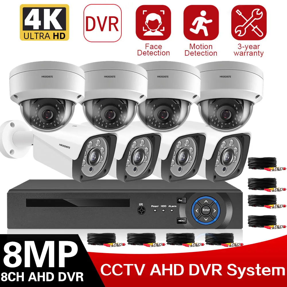 

H.265 DVR Security Camera System 8CH 4K DVR Kit Outdoor Waterproof Face Detection CCTV AHD Video Surveillance Camera System Set