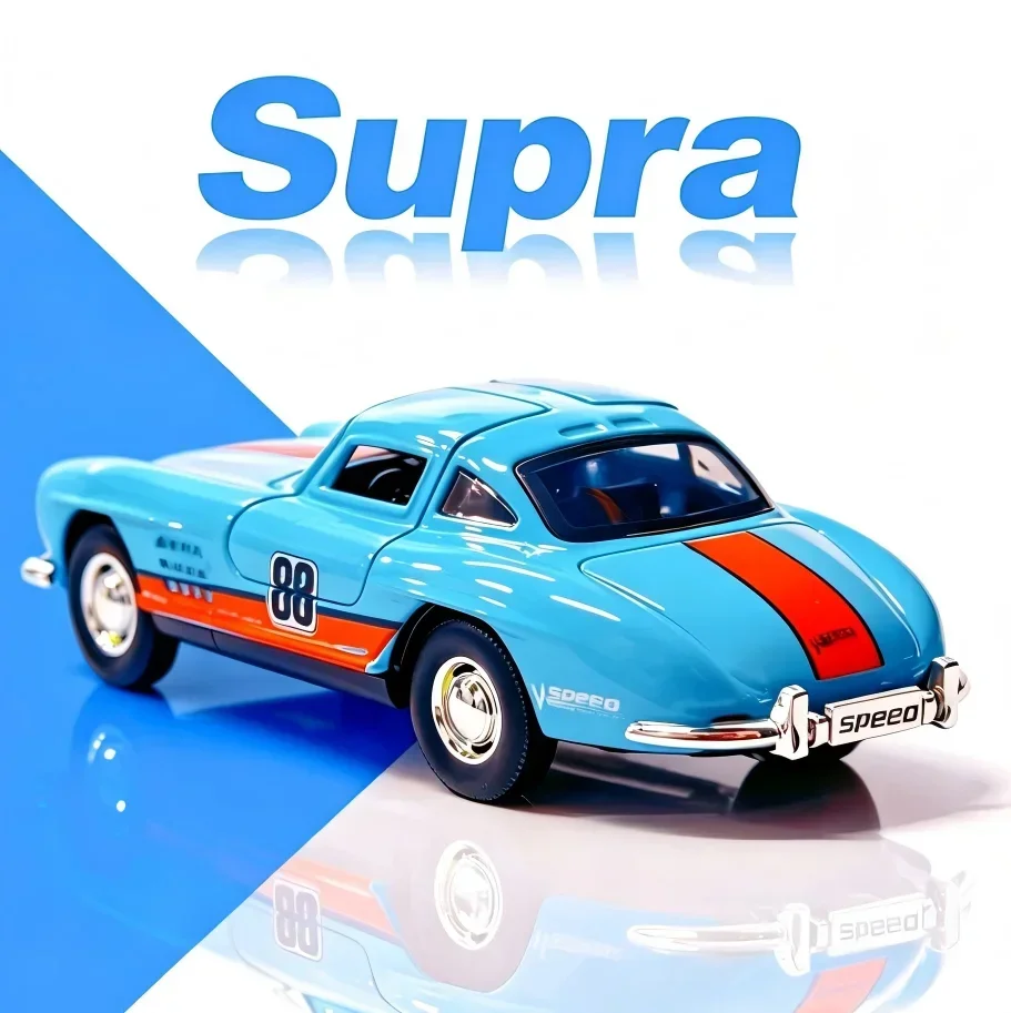 Alloy Metal Classic Retro Race Car Diecast Model Pull-Back Power Open Doors Collectible Vehicle Christmas Gifts Office Tabletop