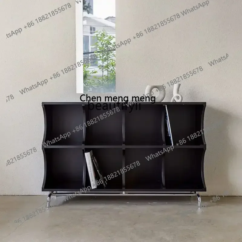 cn8350 LHY zq Modern Black Bedside Table White Storage Cabinet Solid Wood Mid-Ancient Storage Rack Bookshelf Creative Sideboard