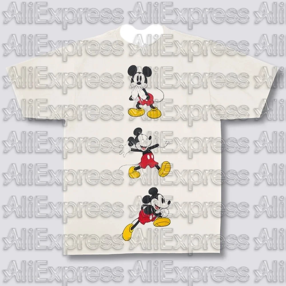 MOTO 2025 ديزني لطيف ميكي ماوس تي شيرت مطبوع الصيف قميص رجالي وقميص ميني الكرتون المألوف