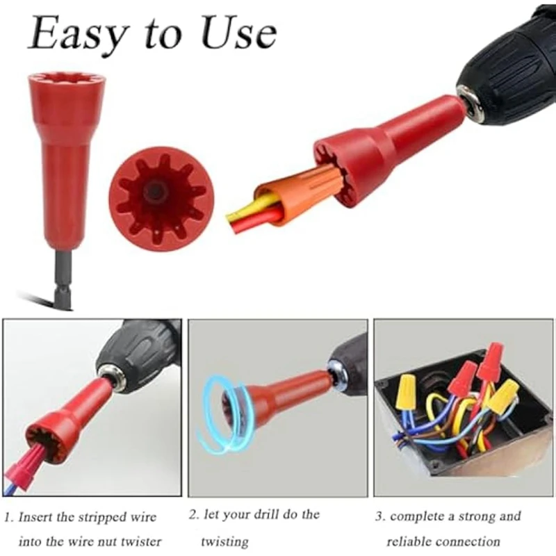 ABUL-2Pcs Wire Twister Tool For Drill,Wire Twister,Wire Twisting Tool,Spin Twisting Wire Connector Socket With 1/4Inch Chuck