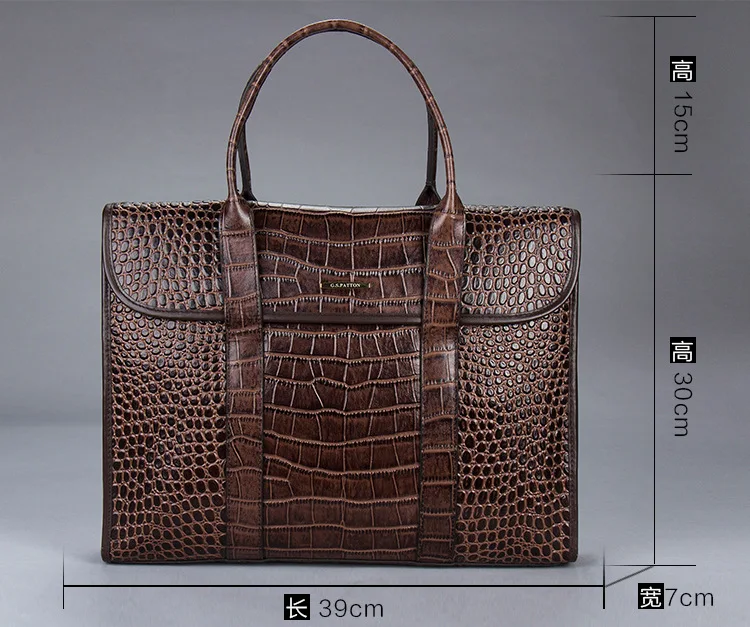 Sacs pour ordinateur portable en alligator pour hommes, cuir de vache véritable, étui à bombes, marque de luxe, sacs à main pour hommes, sac d'ordinateur Messenger 14 pouces, nouveau, 2023