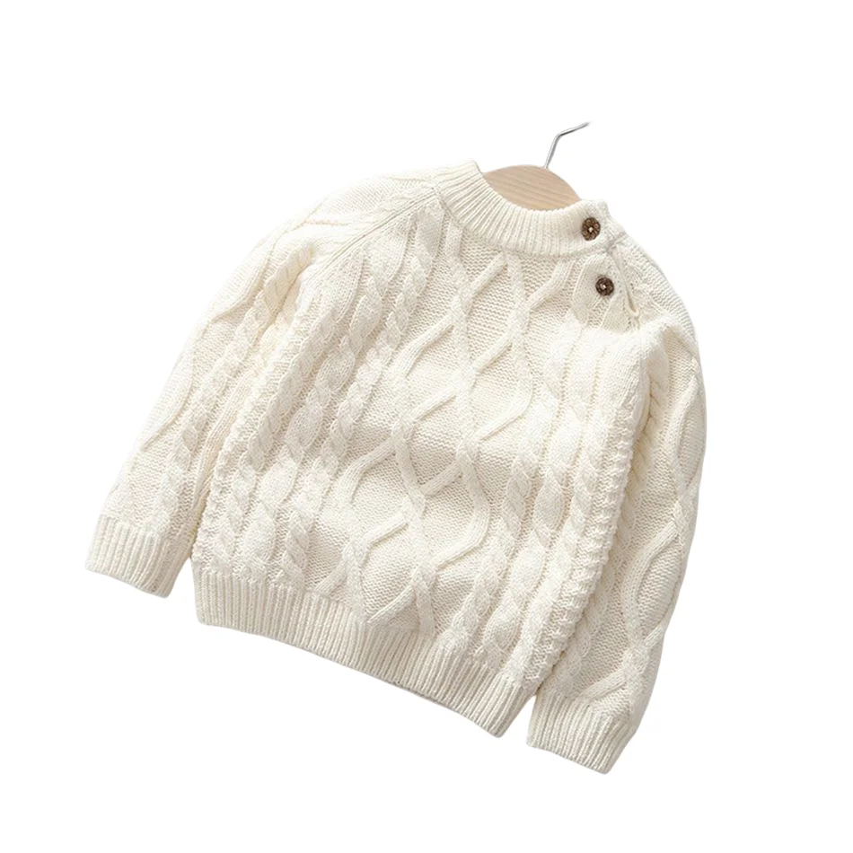 Baby Boys Girls Sweaters Kid Fleece Thickened Autumn Winter pullover Round Neck Long Sleeves  Wool Clothing Girls Ripped Sweater