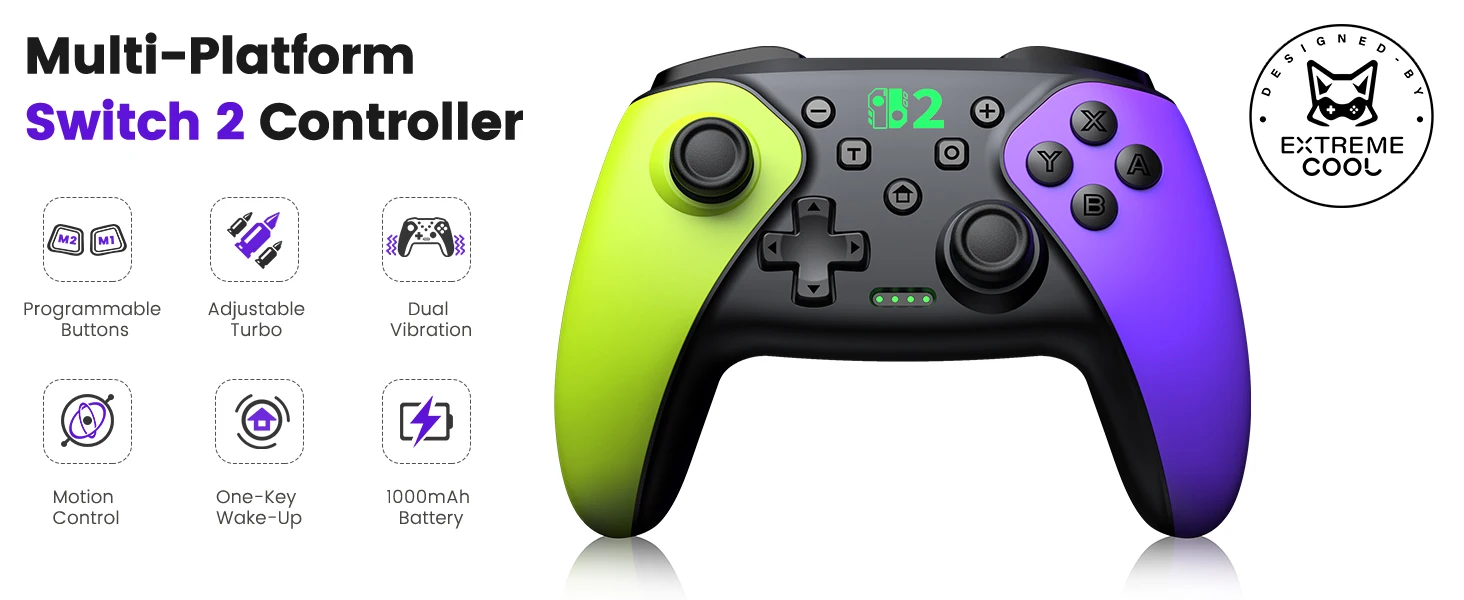 Dinofire Wireless Bluetooth RGB Controller for Nintendo Switch/Switch OLED/Lite Mobile Wired PC Gamepad Multi-Function Joystick