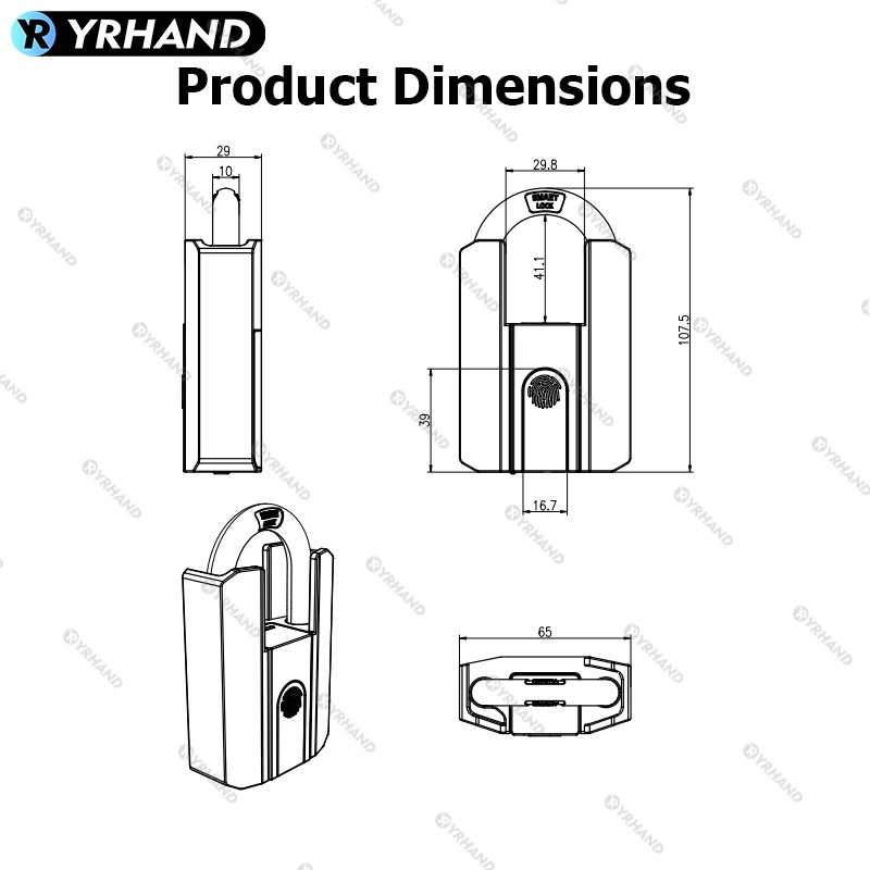 Candado inteligente IP67 TTLock con Bluetooth, cerradura con huella dactilar, Mini bolsa sin llave con Aleax, Google Home, cerradura electrónica