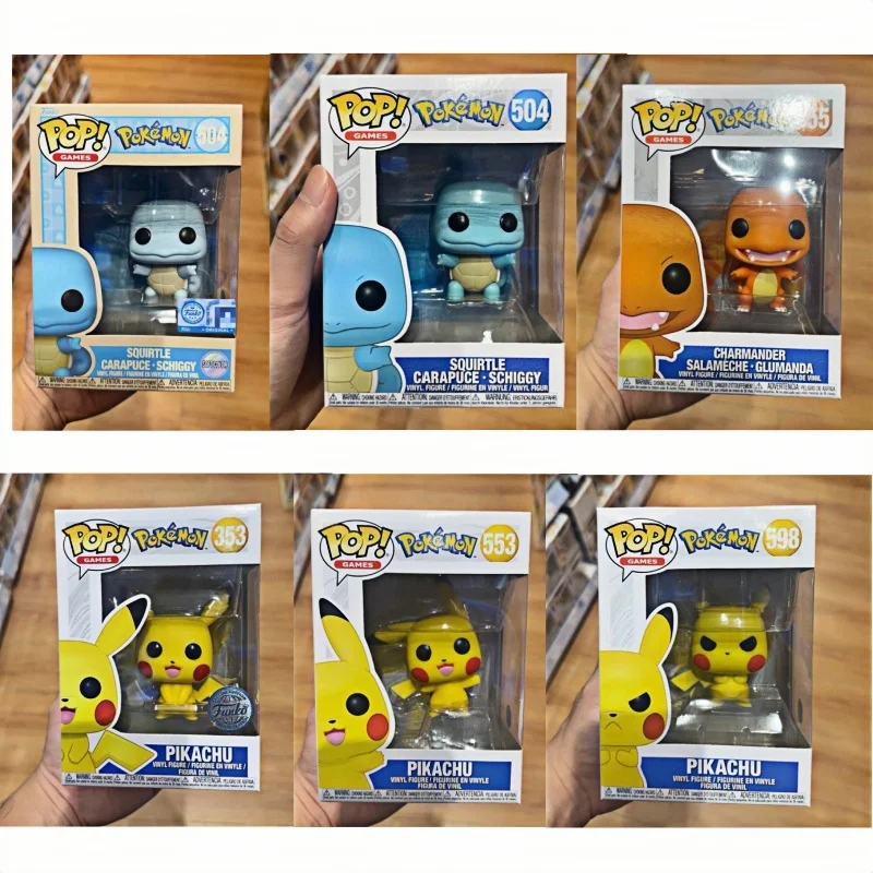 オリジナル-ファンコ-pop-ポケモン-フィギュア-ピカチュウ-353-553-598-ゼニガメ-504-チャーマンダー-455-デスクトップオーナメント-コレクターズアイテム-新年ギフト
