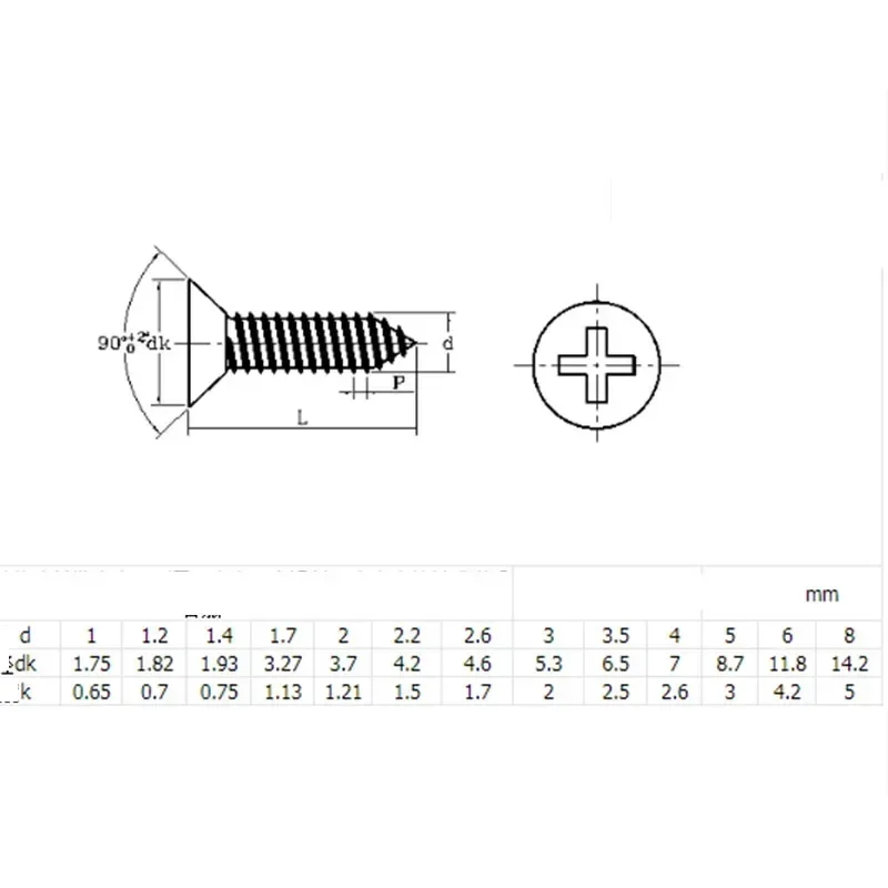 M5 304 Stainless Steel Flat Head Phillips Self Tapping Screws  Wood Screws GB 846  DIN 7982