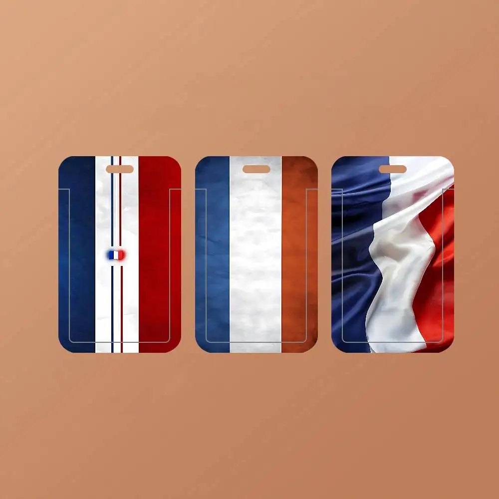 France Flag Clear ID Card Holder Lanyard Neck Strap Badge Case Door Credit Card Protector Daily Gift