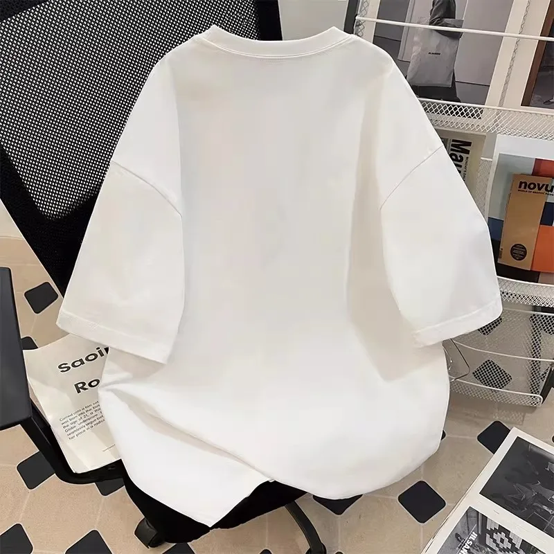 Unisex Extra Large Size 300 Pounds Simple Style Pure Cotton Short Sleeve T-Shirt round Neck Summer Loose Versatile Couple's C...