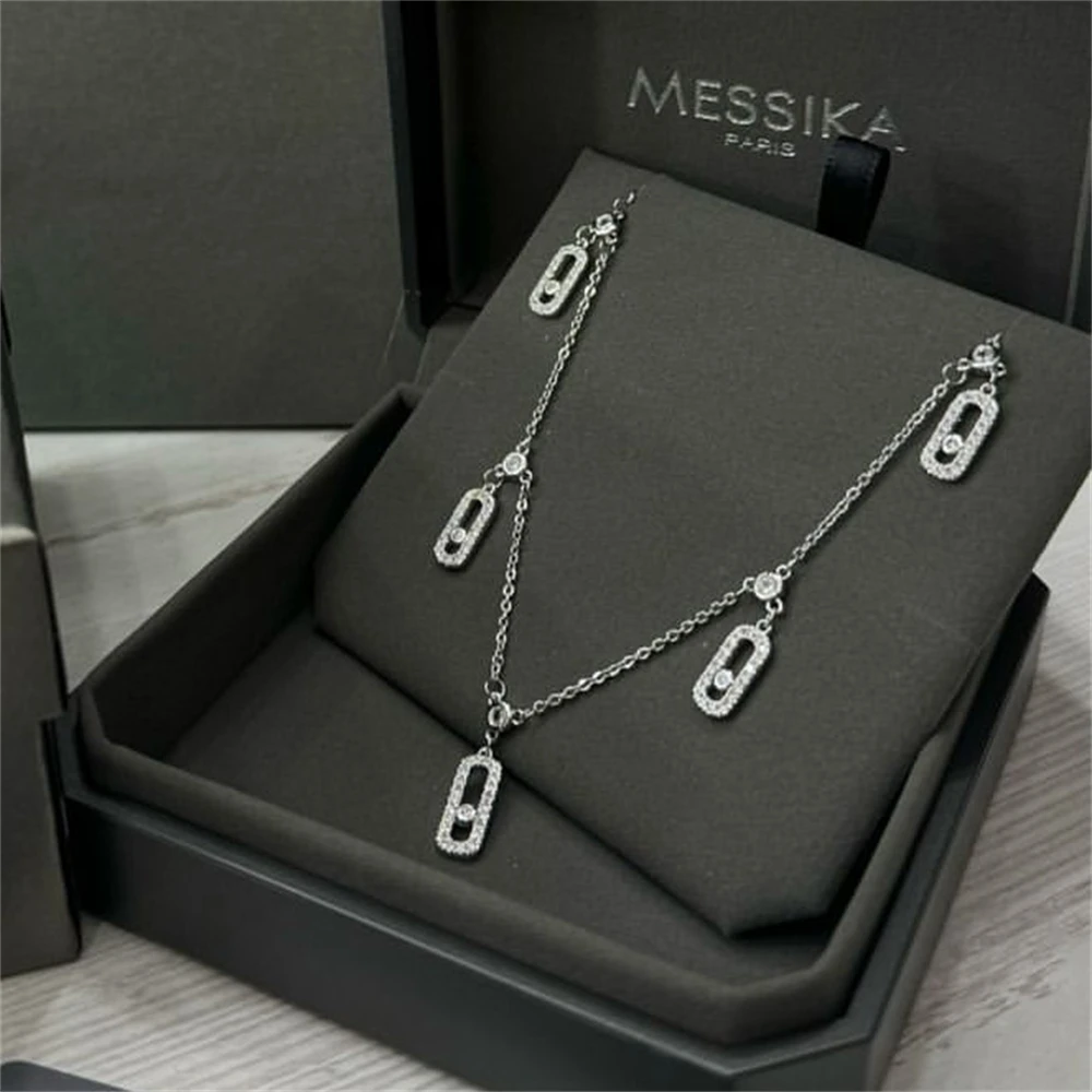 Fashion design Seiko new full diamond five diamond sliding necklace female personality light luxury clavicle chain