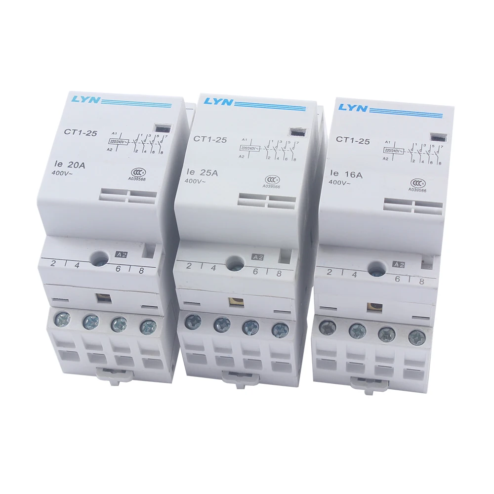 AC Contactor auxiliar de partida KOHTAKTOP CT1 CT1-25 16A 20A 25A 4P 220V 230V 50 or 60HZ Din rail Household