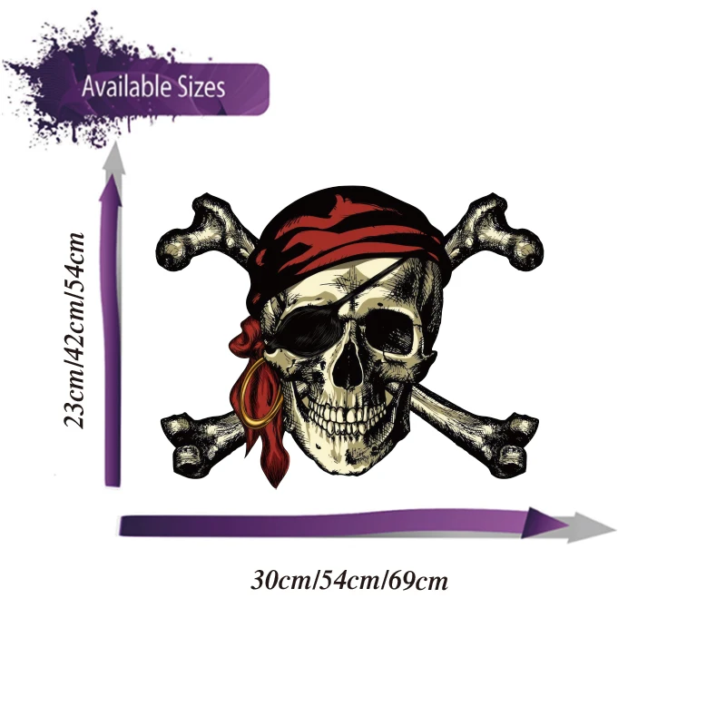 Pirate Skull and Crossbones Car Sticker Decal Bumper Hood Bonnet Door Body Side Tailgate Offroad Auot Vehicle Decor