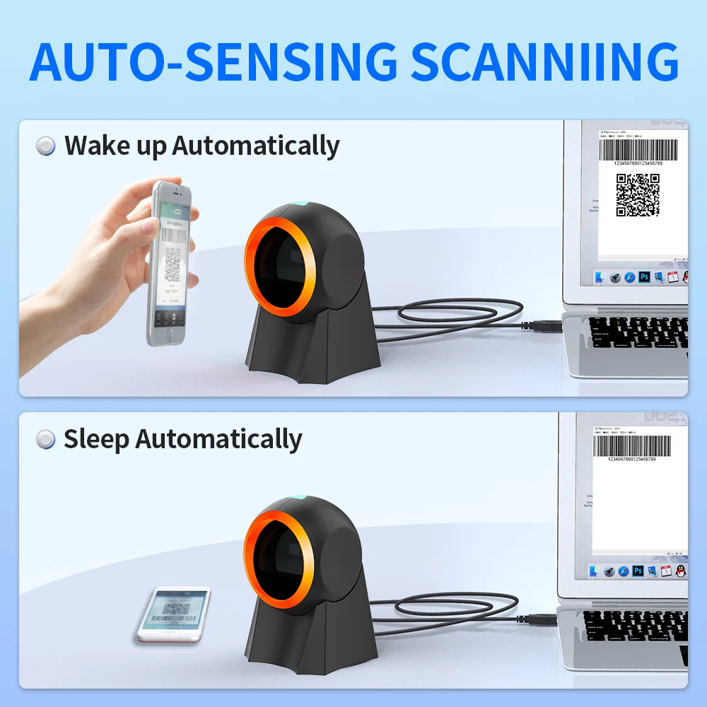 GTCODESTAR 2D Barcode Reader Platform QR Code Reader Table USB 1D Desktop Barcode Scanner Wired Omni Directional QR Code Scanner