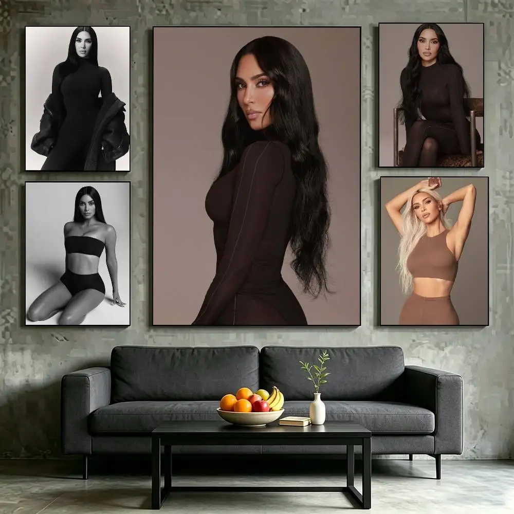 R-Reality TV Kim Kardashian Poster High Quality Dorm Living Room Aesthetic Wall Decoration Painting Stickers Gift