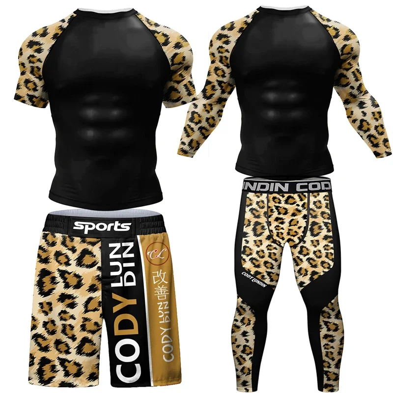 

Men MMA Boxing Rashguard Muay Thai Sport Compression Set Bodybuilding Workout Sportswear Training Fitness GYM Clothing Tracksuit