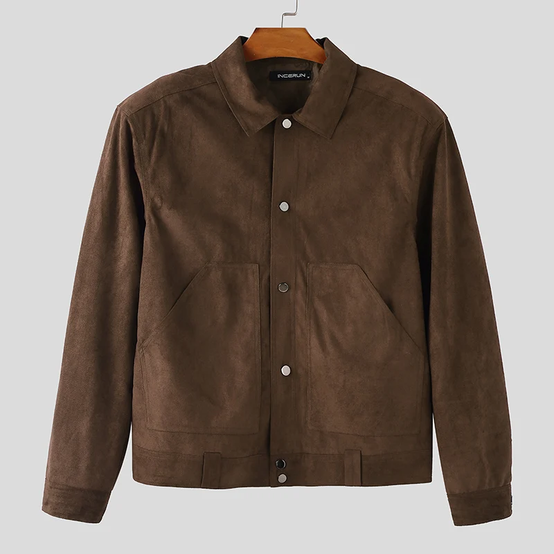 

INCERUN мужские куртки однотонные мужские пальто с лацканами и длинными рукавами на пуговицах уличная одежда с карманами весна-осень модная повседневная верхняя одежда куртки