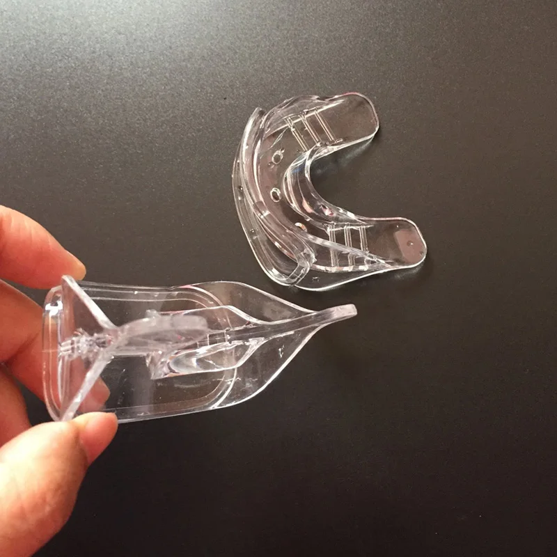 10 Stück Doppel-Zahnaufhellungs-Mundschienen, Weiches Duplex-Silikon-Mundstück, kann mit Mini-LED-Licht befestigt werden – Detail 1