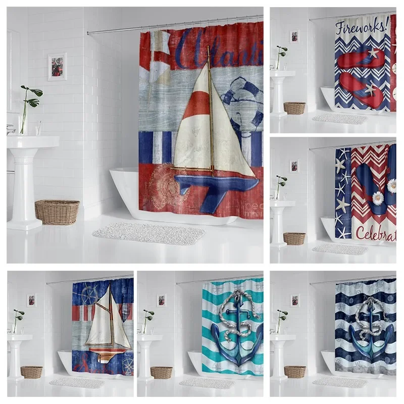 House hold waterproof fabric household shower curtain accessories shower curtain 240 * 200 home marine style shower curtain