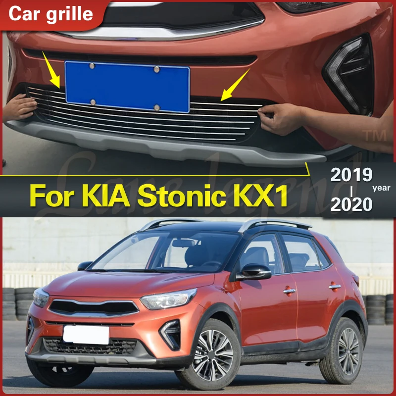 

For KIA Stonic KX1 2019 2020 Racing Grill Front Grill Decorative Strip Grill Cover High-quality Stainless Steel Body Kit Grills